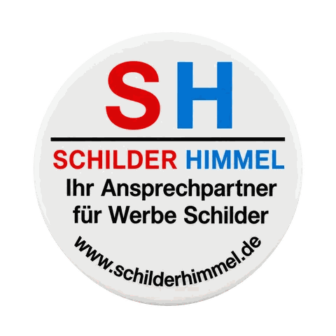 Weiße runde Kunststoffmarke mit mehrfarbigem Schilder-Himmel-Aufdruck