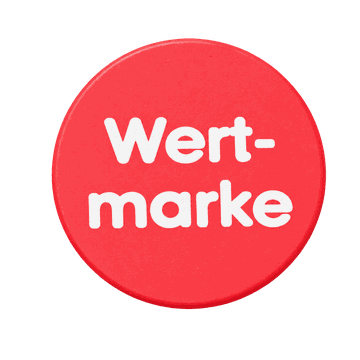 Rote Pfandmarke mit Aufschrift Wertmarke
